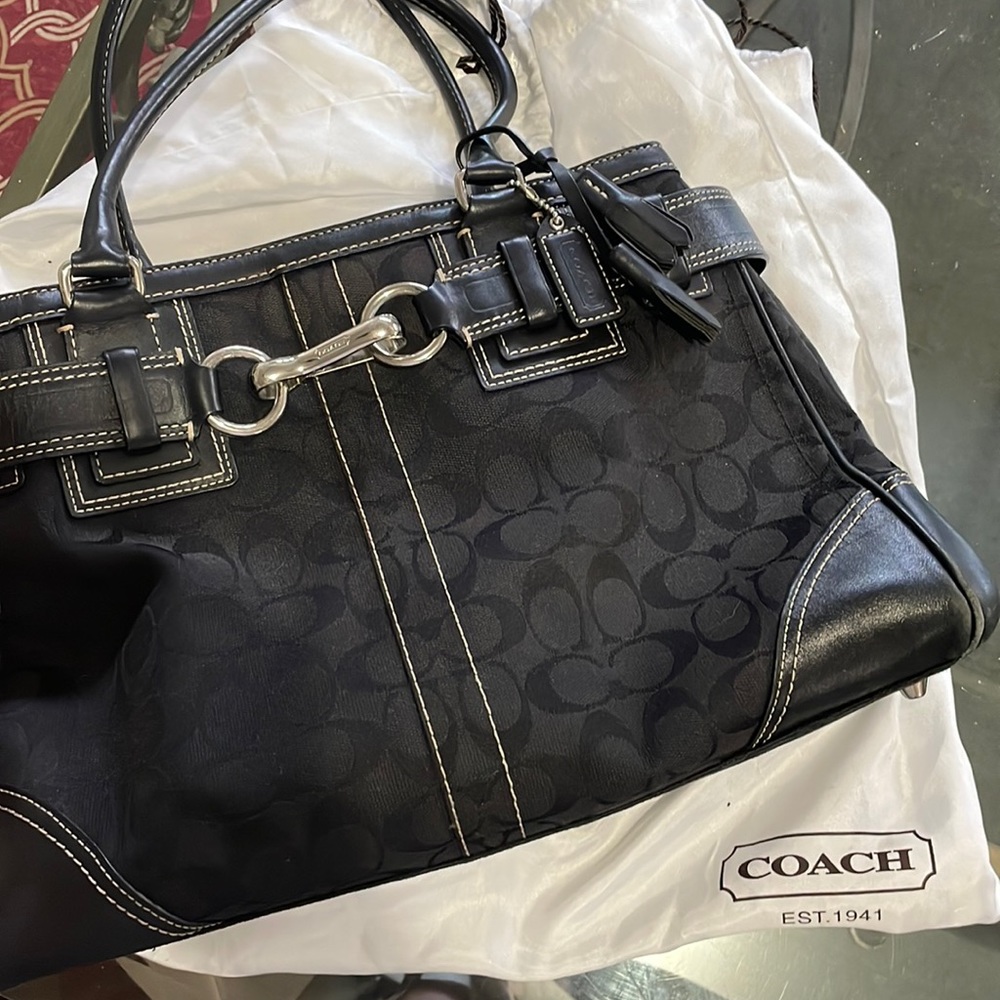 Coach Canvas Large Monogram Shoulder Bag